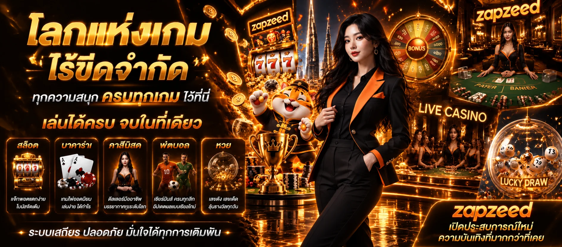 คาสิโนสด zapzeed พร้อมโต๊ะเกมและดีลเลอร์